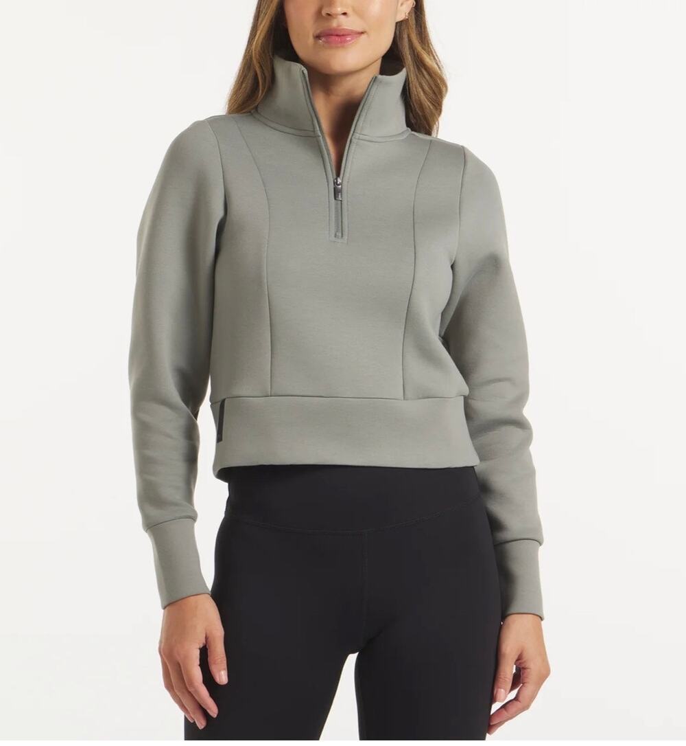 UNRL LuxBreak Half Zip Pullover Women M Eucalyptus Green Outcomes Athleisure EUC